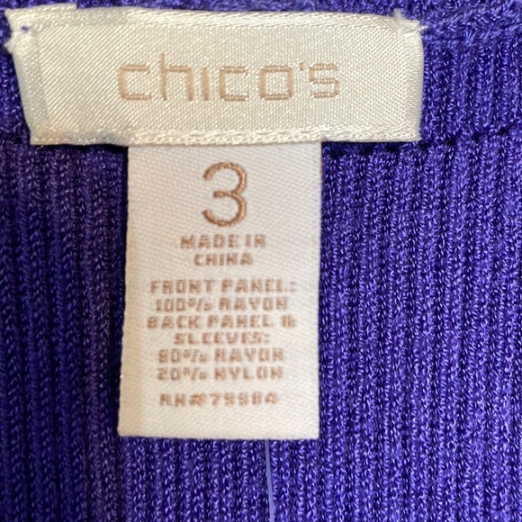 NWT Chico’s Rory Ruffle Cardigan Sweater Color: Exotic Purple Size 3 (16) - Picture 2 of 9